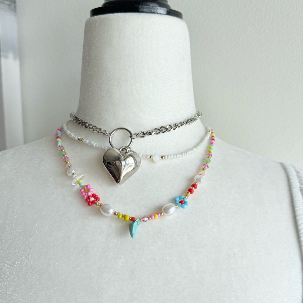 Y2K indie coquettes beads colourful mutlticoloured choker necklace